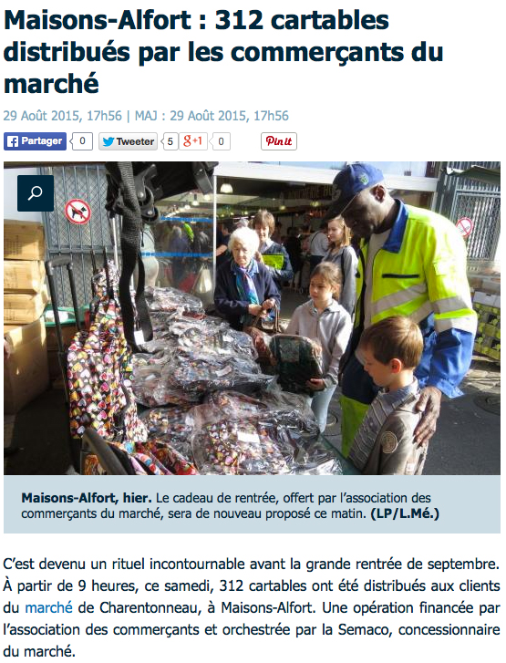 Les commerçants non-sédentaires offrent des cartables via le Parisien_Geomarches